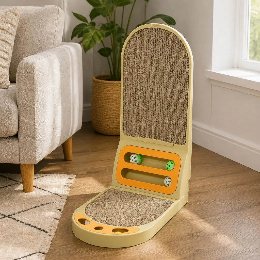 Cat Scratching Board L-Shaped Corrugated Cardboard 42 x 58 x 27 cm for Indoor Cats