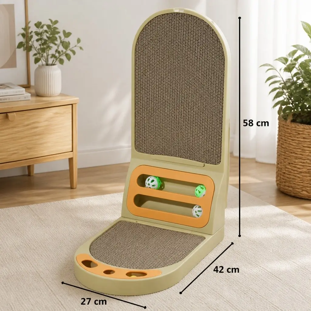 Cat Scratching Board L-Shaped Corrugated Cardboard 42 x 58 x 27 cm for Indoor Cats