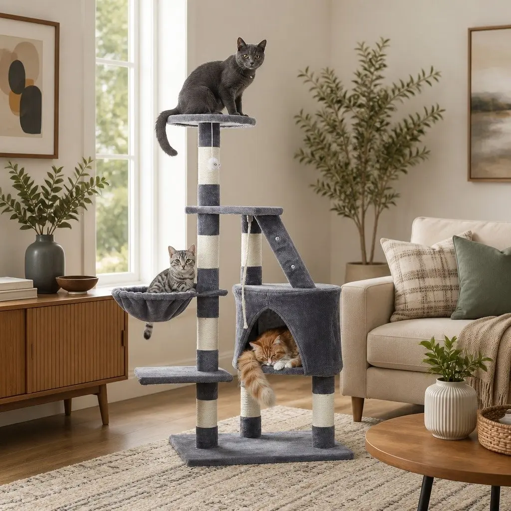 Cat Tree 120cm Indoor Cats Condo Hammock Plush Perch Scratching Posts Kittens