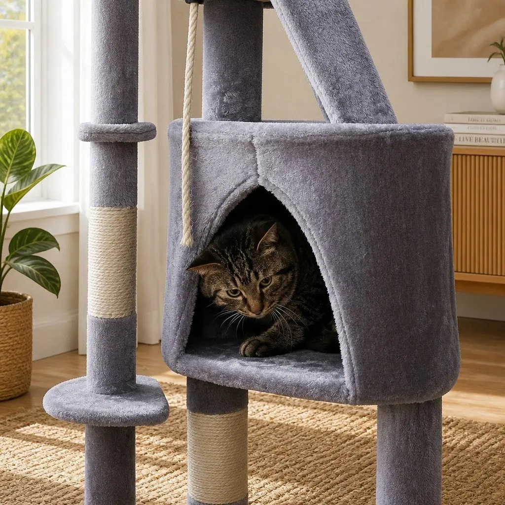 Cat Tree 120cm Indoor Cats Condo Hammock Plush Perch Scratching Posts Kittens