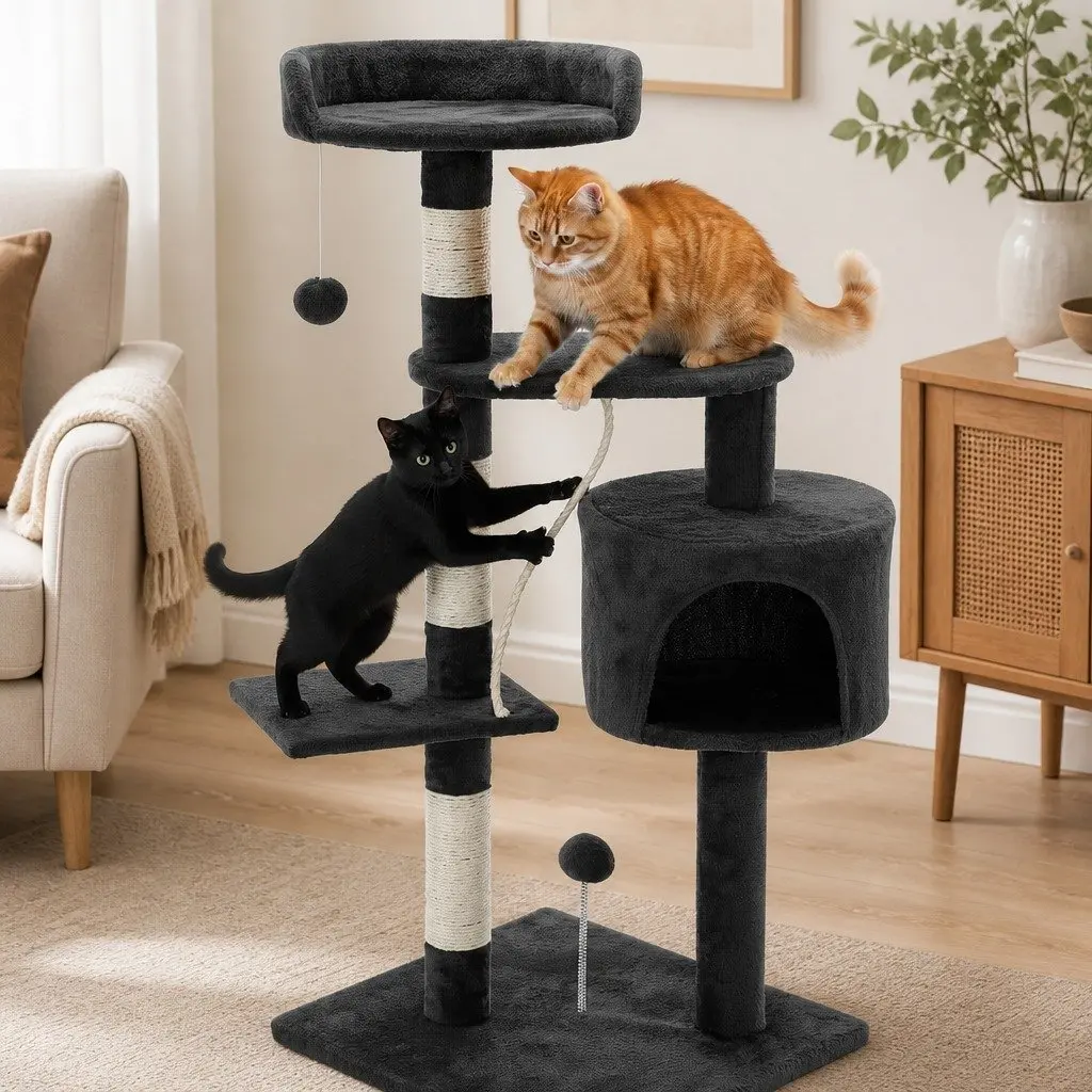 Cat Tree Multi-Level Climbing Perch 140cm Plush Sisal Scratching Posts Indoor