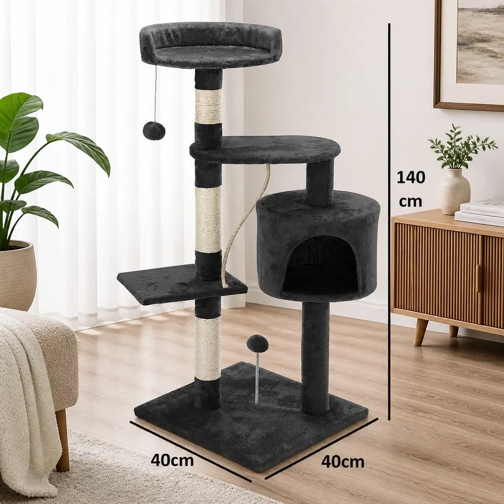 Cat Tree Multi-Level Climbing Perch 140cm Plush Sisal Scratching Posts Indoor