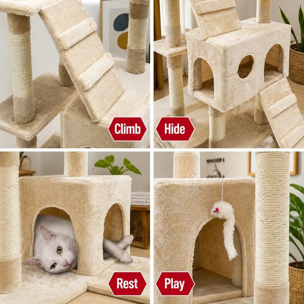 180cm Cat Tree Tower for Active Cats