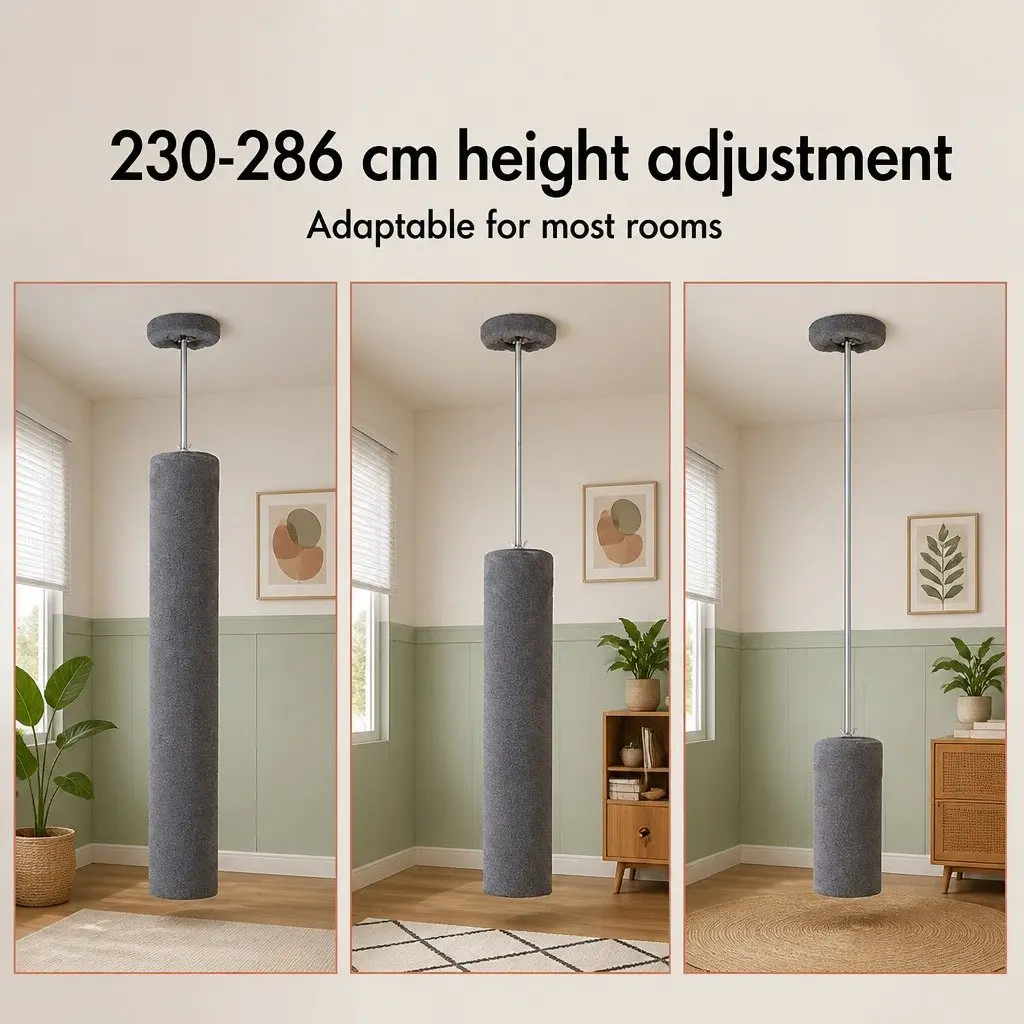 Cat Tree Tower Adjustable Height 230-286cm Indoor Grey
