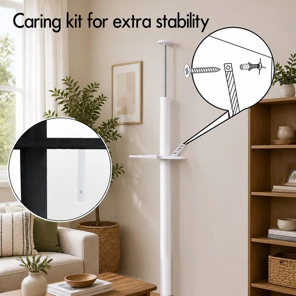 Cat Tree Tower Adjustable Height 230-286cm Indoor Grey