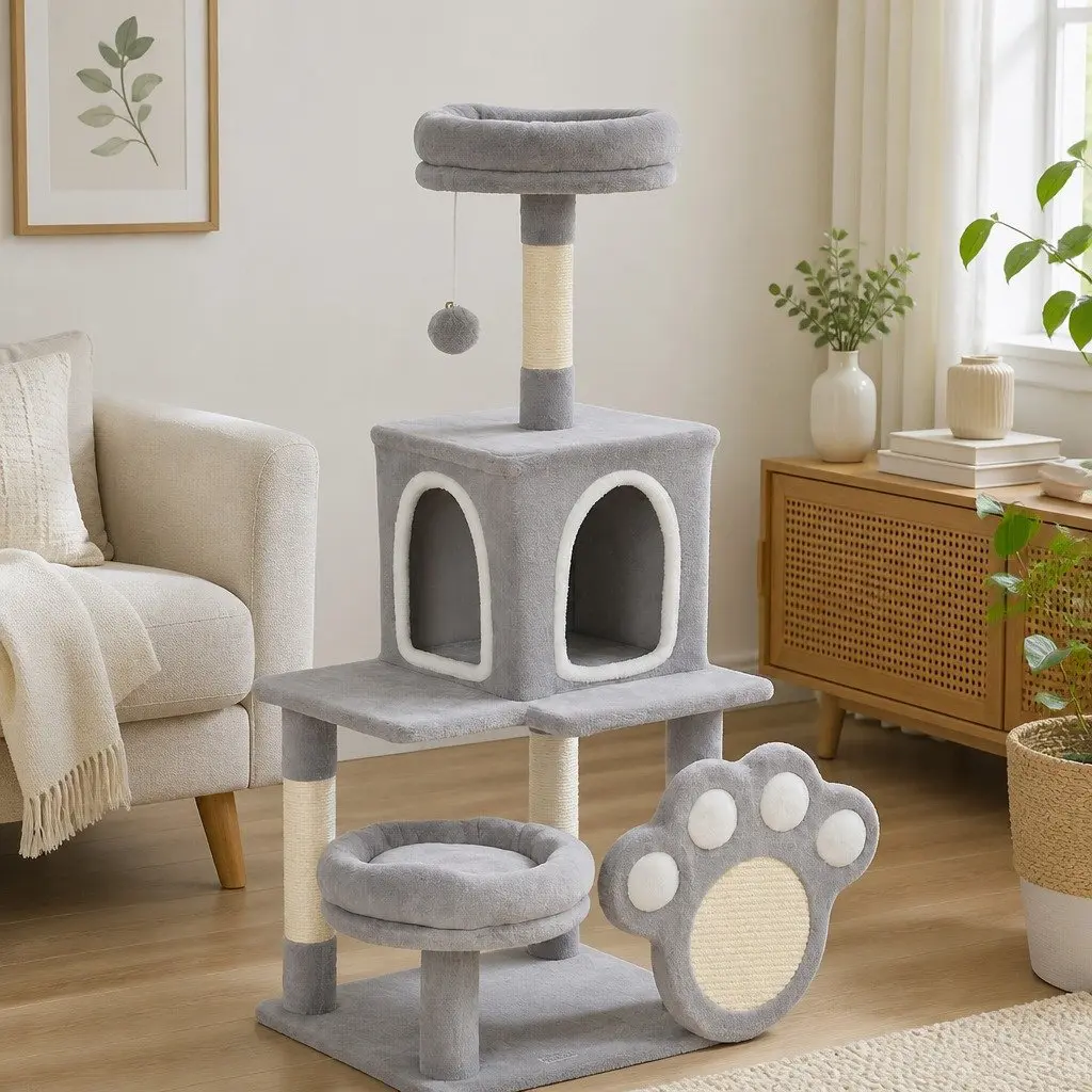 Cat Tree Tower Multi-Level Plush Condo 48 x 110 x 40 cm