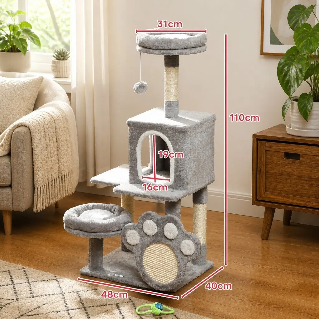 Cat Tree Tower Multi-Level Plush Condo 48 x 110 x 40 cm