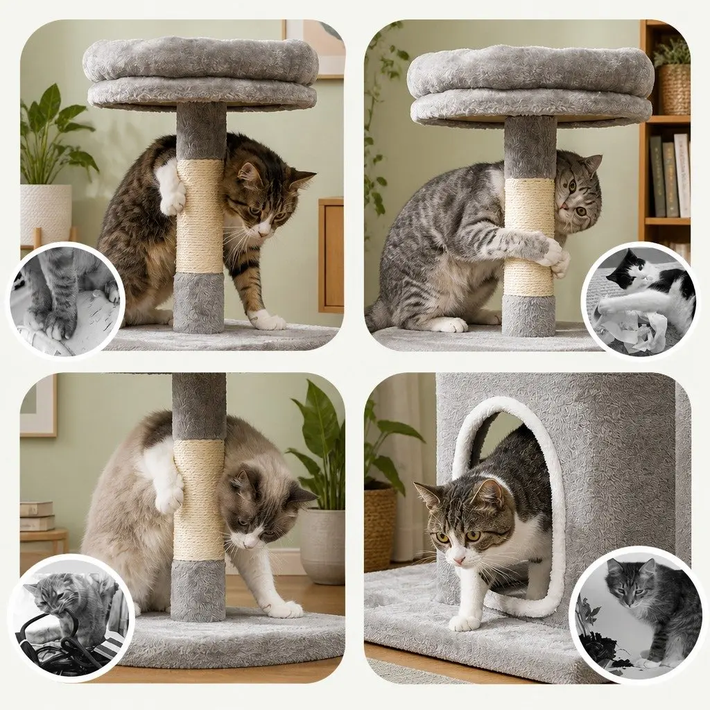 Cat Tree Tower Multi-Level Plush Condo 48 x 110 x 40 cm