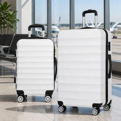 Hard Shell Luggage Travel Suitcase Set 20-28 Inch Spinner Wheels TSA Lock White