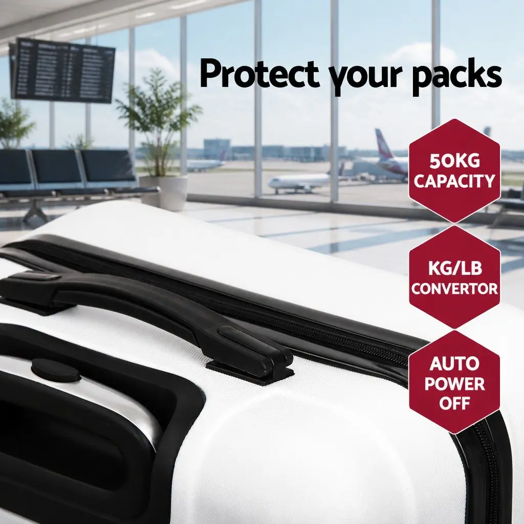 Hard Shell Luggage Set 2 Piece 20" 28" White Carry On Suitcase