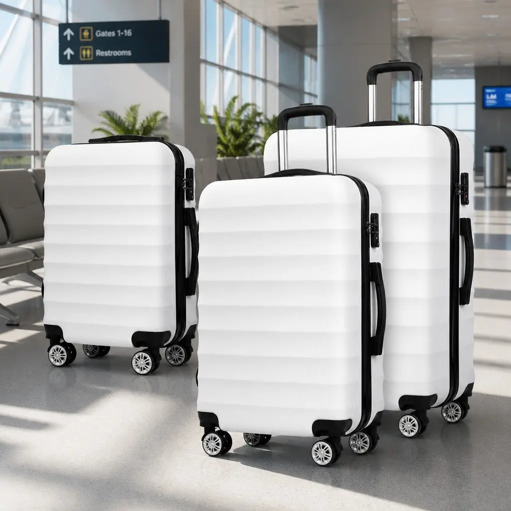 Luggage Set Hard Shell 3 Piece 20 24 28 Inch White