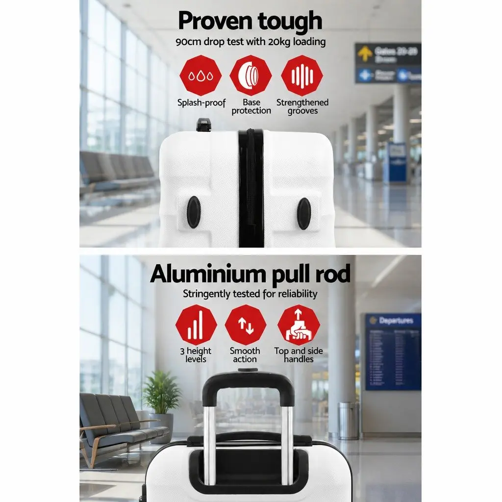 Luggage Set Hard Shell 3 Piece 20 24 28 Inch White