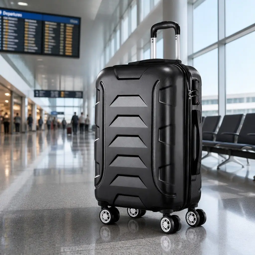 20 Inch Hard Shell Luggage Carry On Suitcase with Spinner Wheels Code Lock Black