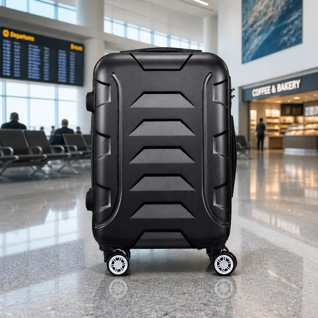 20 Inch Hard Shell Luggage Carry On Suitcase with Spinner Wheels Code Lock Black