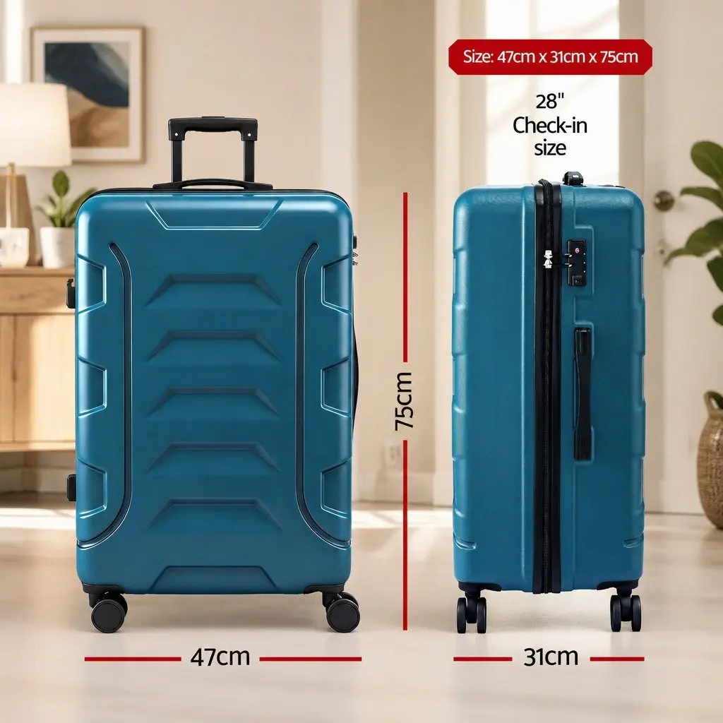 28" Hard Case Luggage Suitcase Lightweight Teal