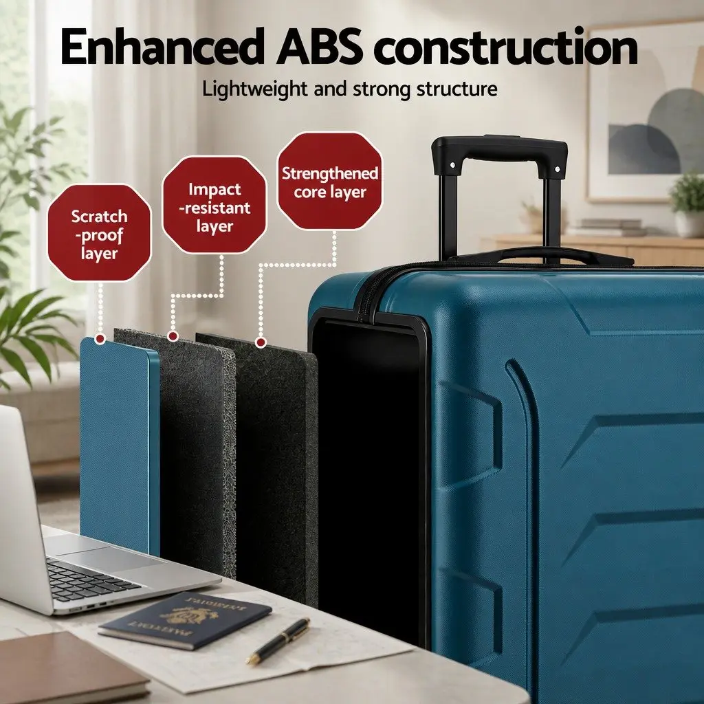 28" Hard Case Luggage Suitcase Lightweight Teal