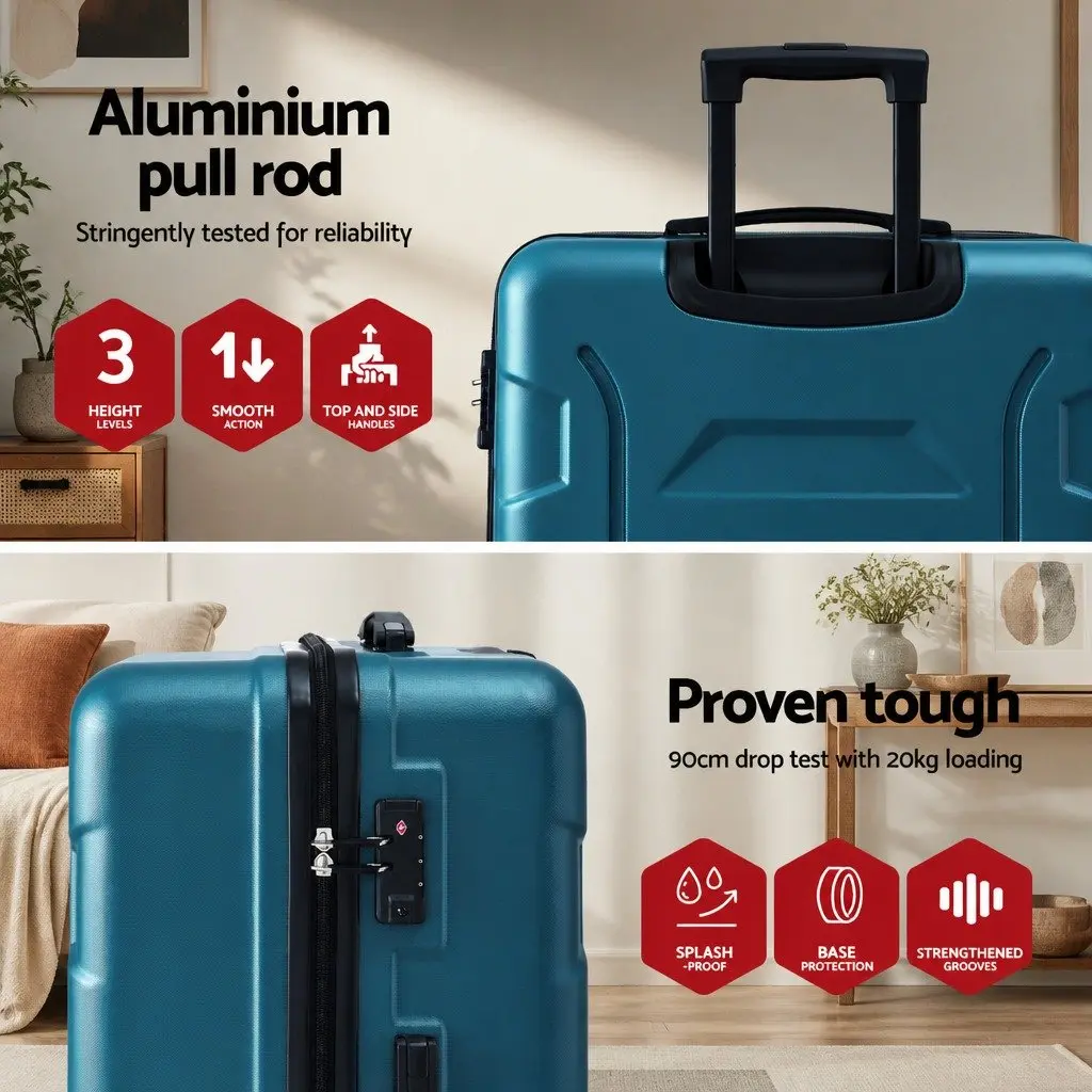 28" Hard Case Luggage Suitcase Lightweight Teal