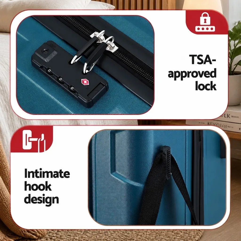 28" Hard Case Luggage Suitcase Lightweight Teal
