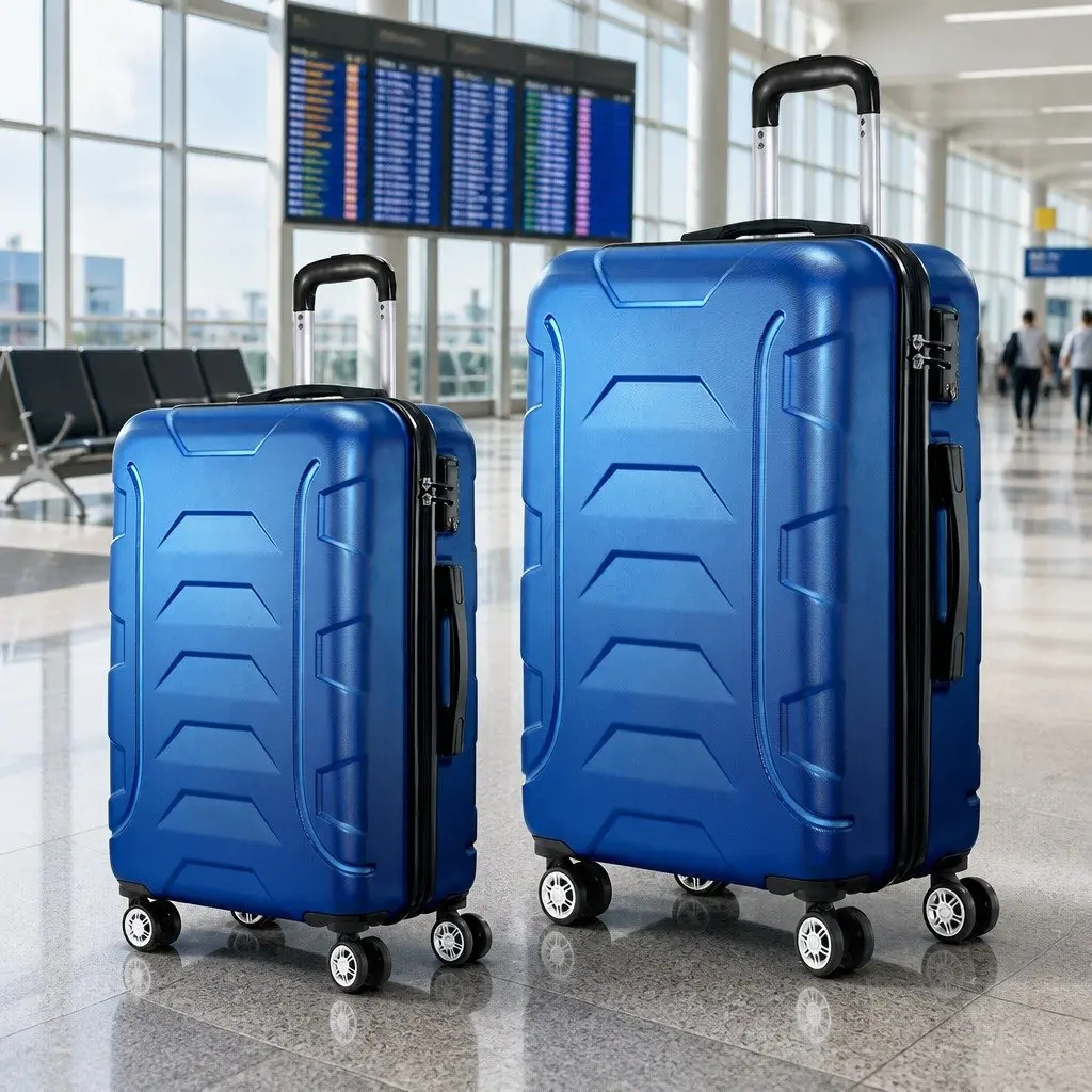 Luggage Set Hard Shell 20" 28" Blue Suitcase Spinner Travel Case