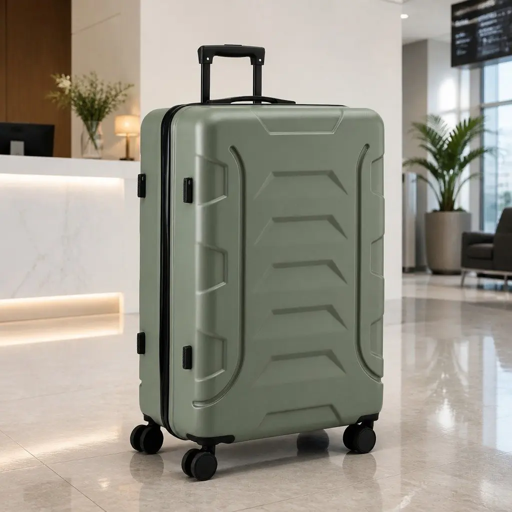3 Piece Hard Shell Luggage Set Grey Green Lightweight Trolley Suitcases with TSA Lock