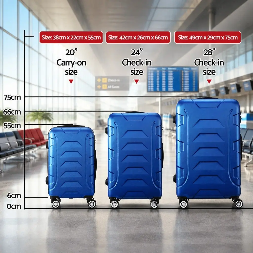Luggage Set Hard Shell 3 Piece 20 24 28 Inch Blue