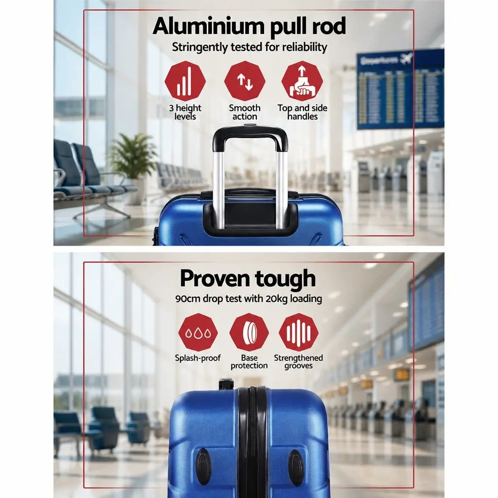 Luggage Set Hard Shell 3 Piece 20 24 28 Inch Blue