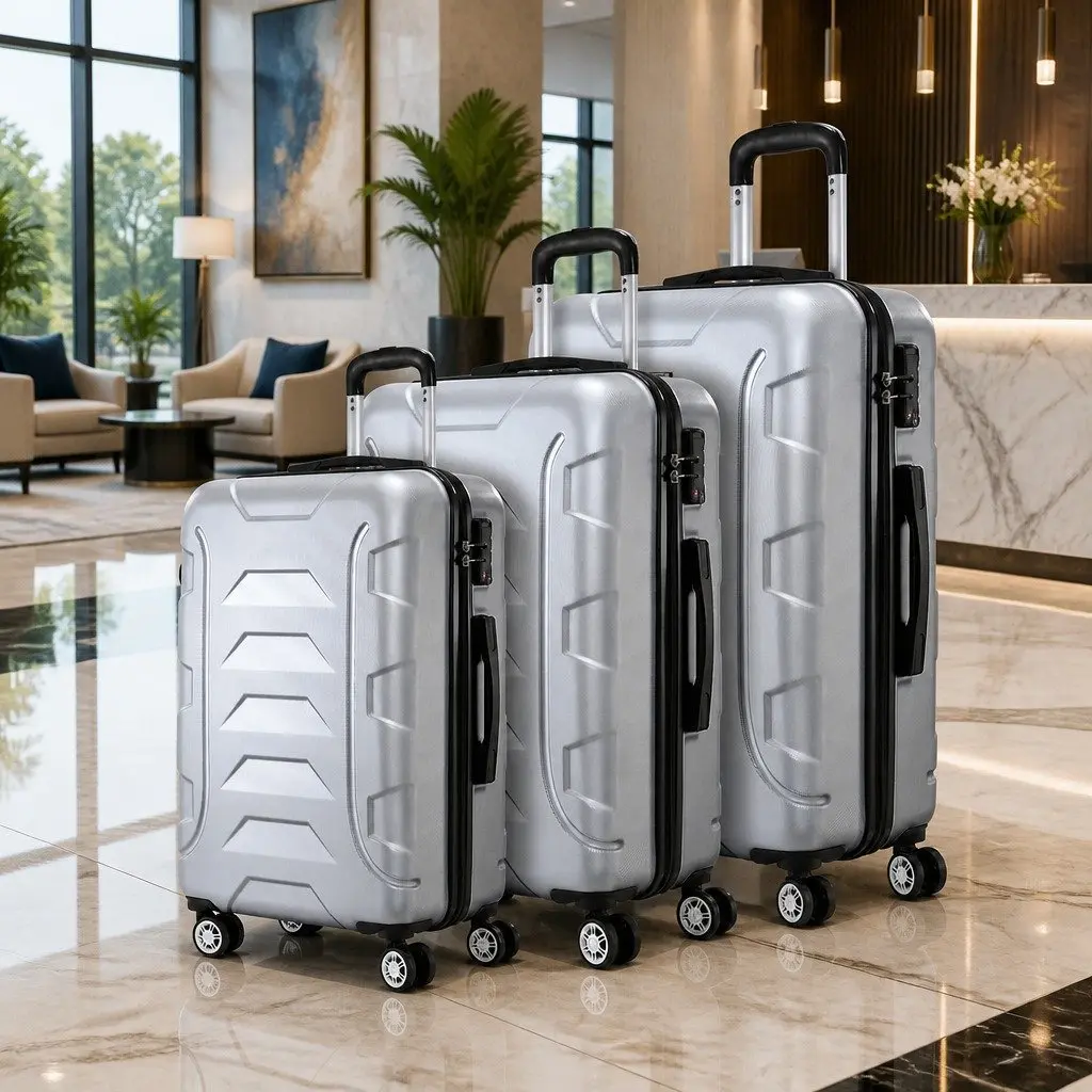 3 Piece Hard Shell Luggage Set 20 24 28 Inch Silver