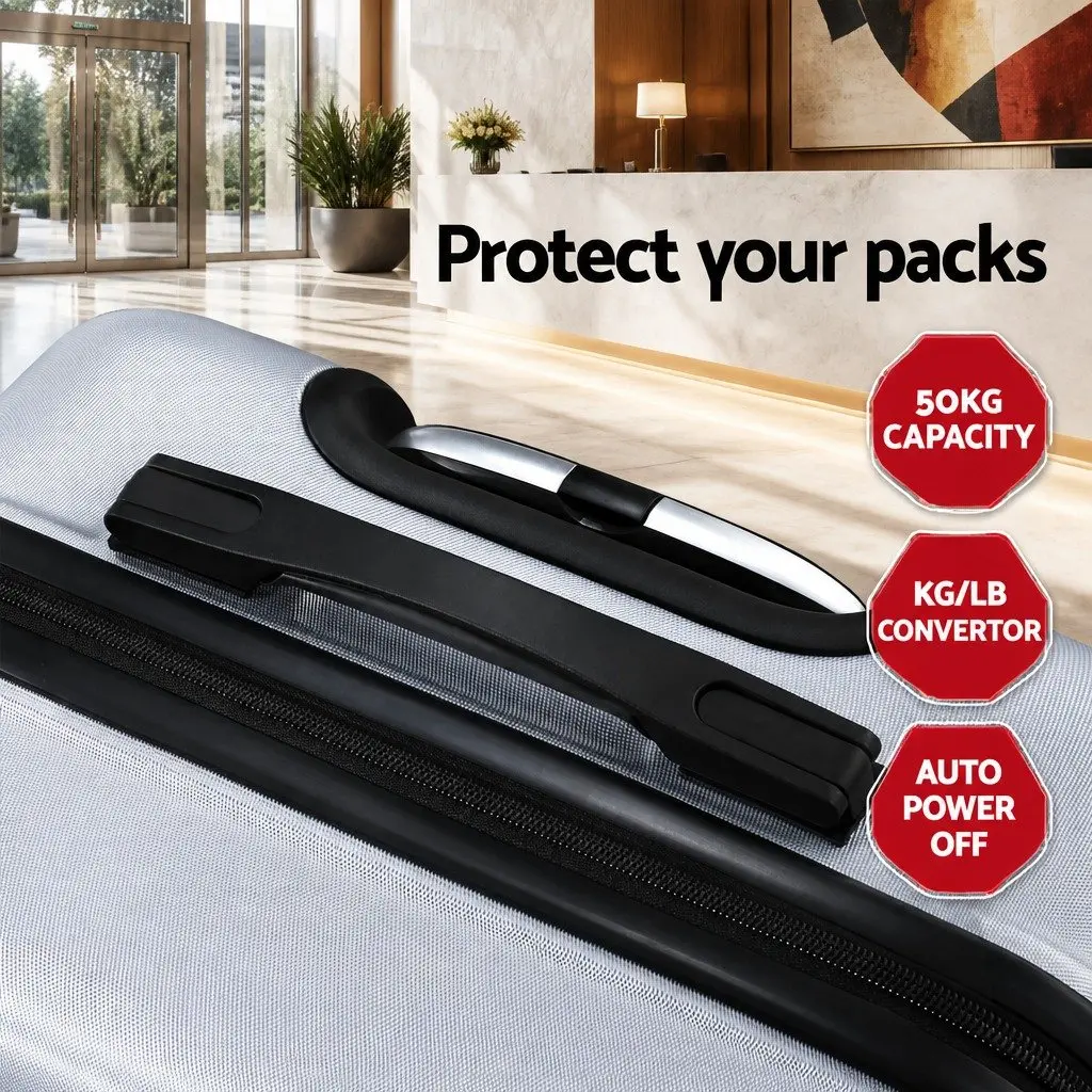 3 Piece Hard Shell Luggage Set 20 24 28 Inch Silver
