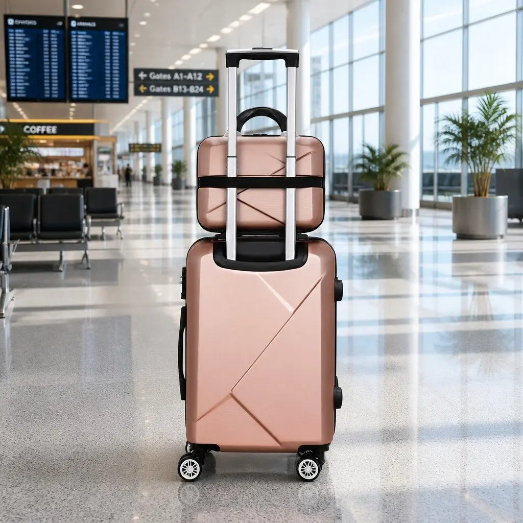 2 Piece Luggage Set Hard Shell 20 Inch and 12 Inch Rose Gold