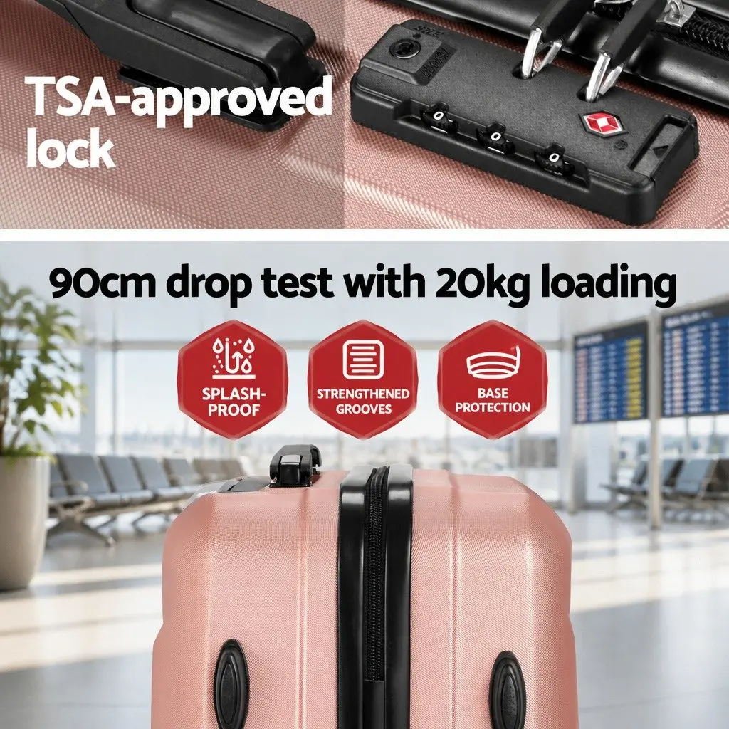2 Piece Luggage Set Hard Shell 20 Inch and 12 Inch Rose Gold