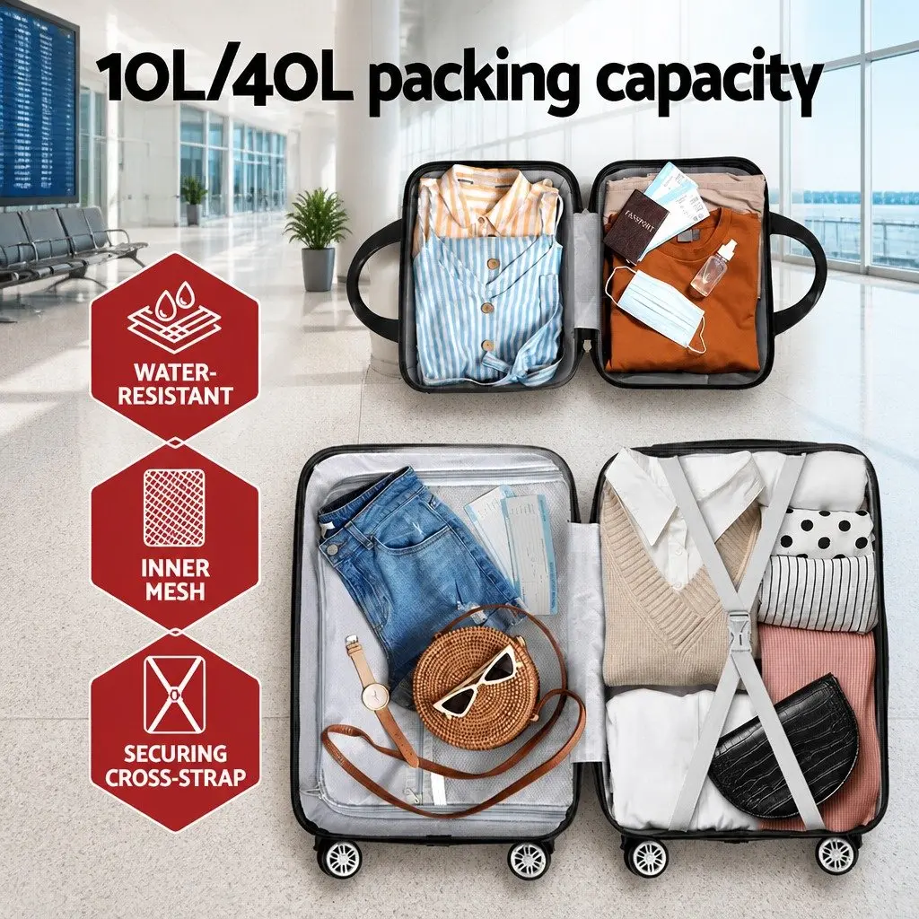 2 Piece Luggage Set Hard Shell 20 Inch and 12 Inch Rose Gold