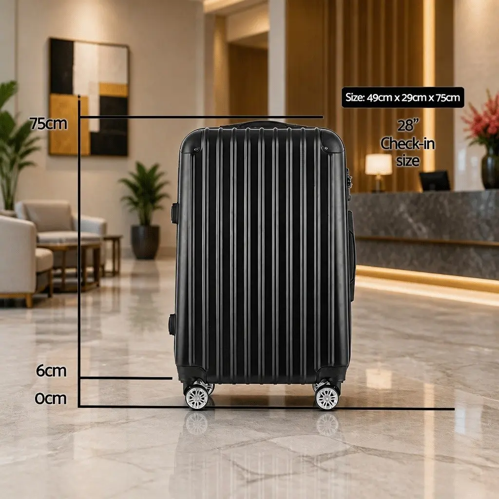 Hard Shell Suitcase 28 Inch ABS Black Spinner Wheels
