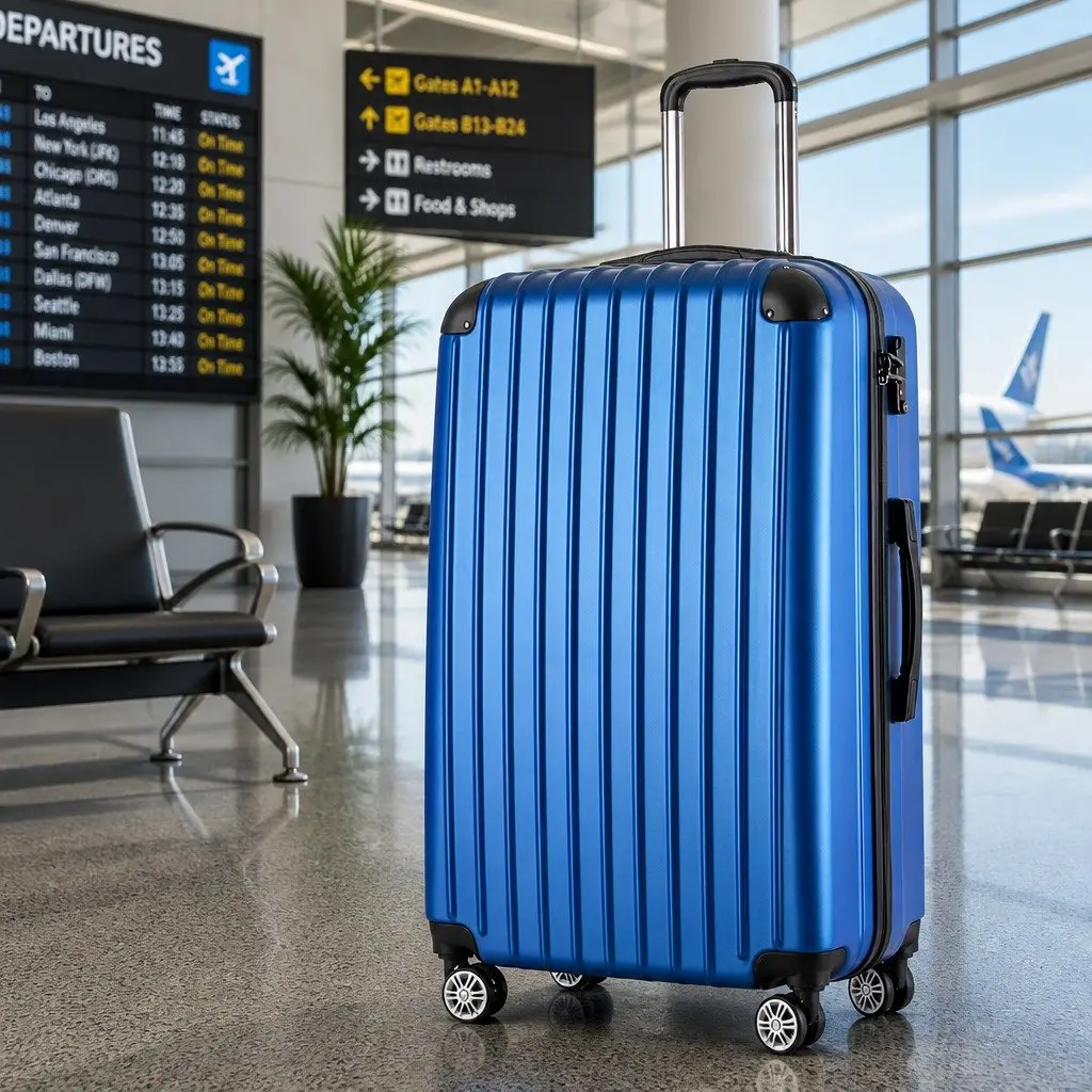 28 Inch Hard Shell Suitcase Blue with TSA Lock and Spinner Wheels