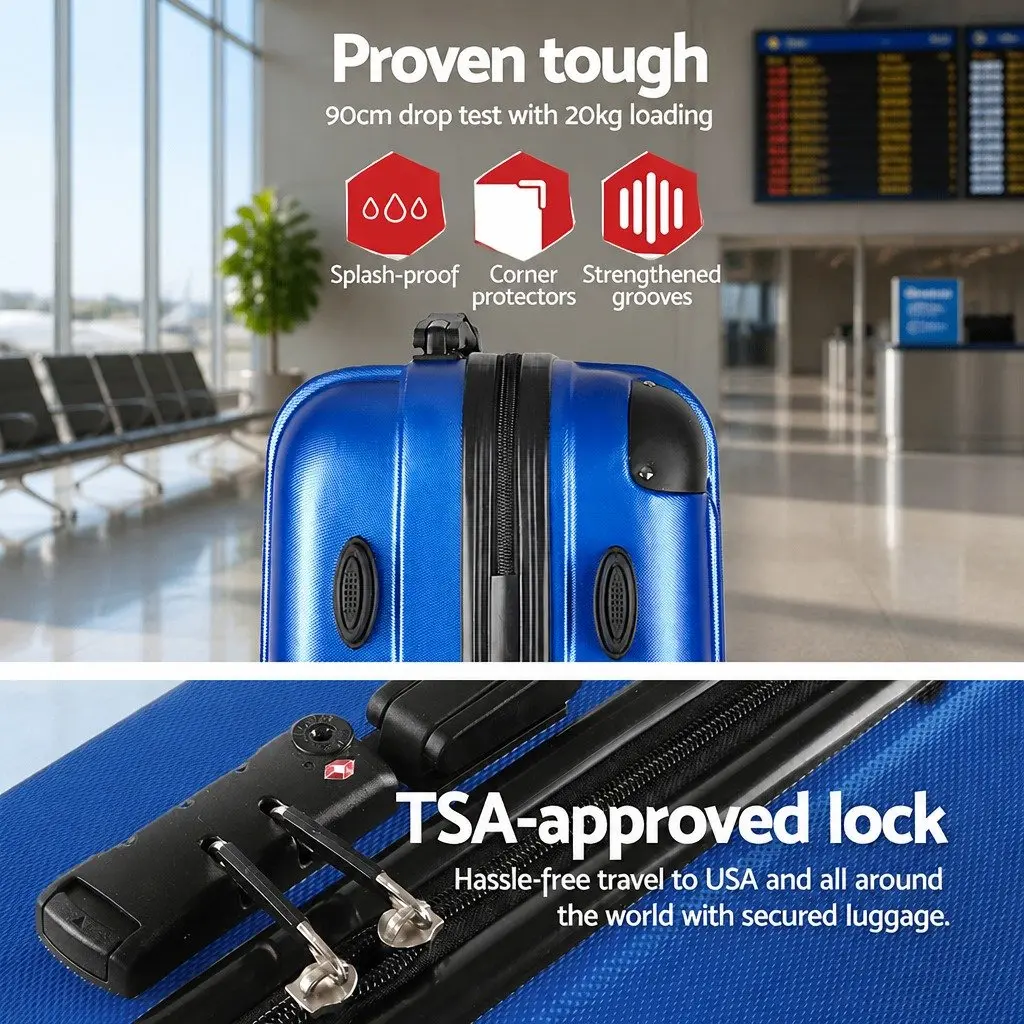 28 Inch Hard Shell Suitcase Blue with TSA Lock and Spinner Wheels