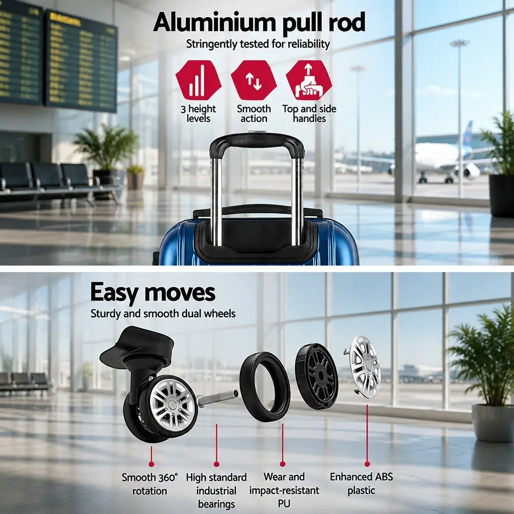 28 Inch Hard Shell Suitcase Blue with TSA Lock and Spinner Wheels