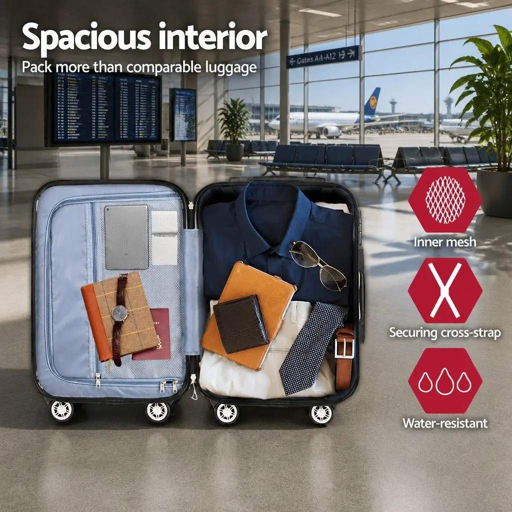 28 Inch Hard Shell Suitcase Blue with TSA Lock and Spinner Wheels