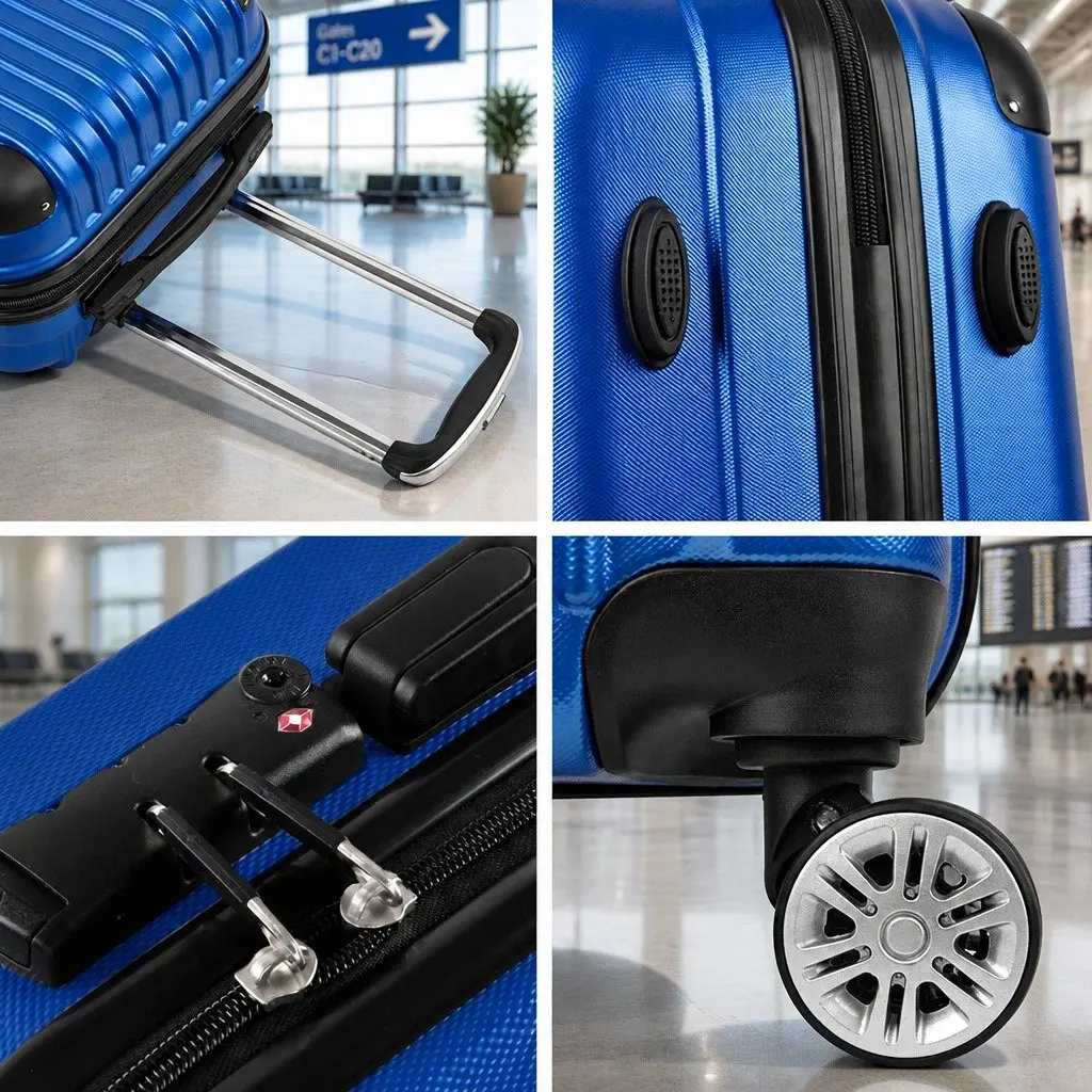 28 Inch Hard Shell Suitcase Blue with TSA Lock and Spinner Wheels