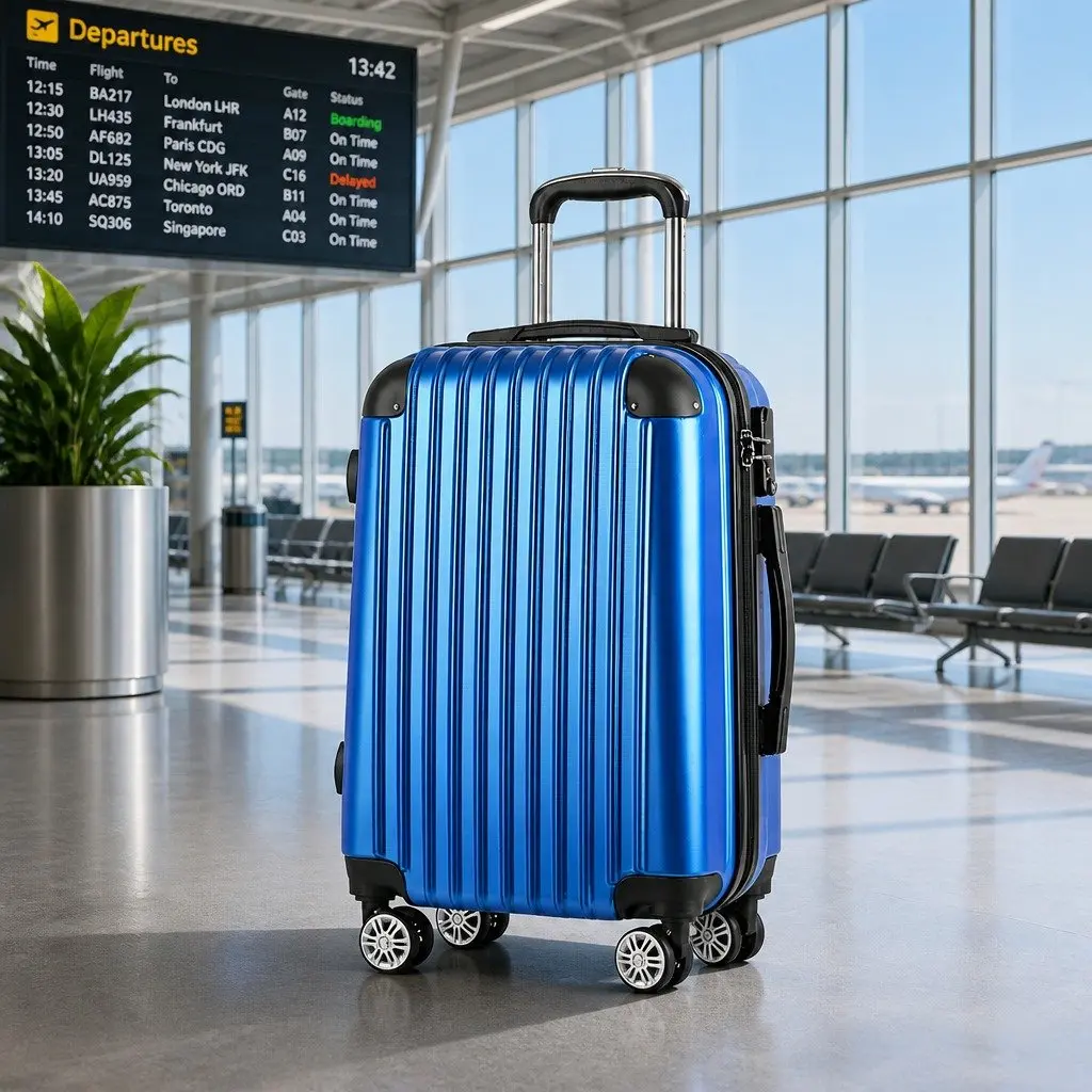28 Inch Hard Shell Suitcase Blue with TSA Lock and Spinner Wheels