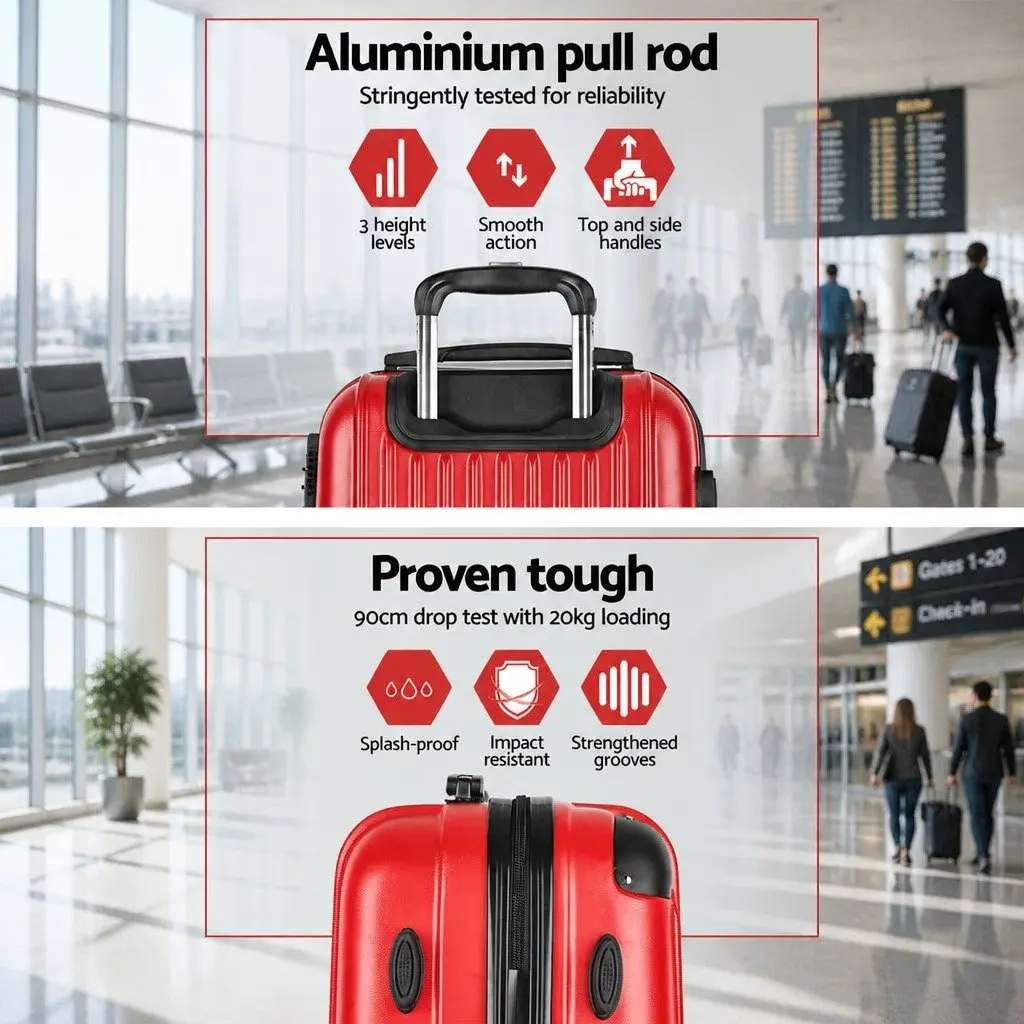 Hard Shell Luggage Set 2 Piece ABS 20 Inch 28 Inch Red