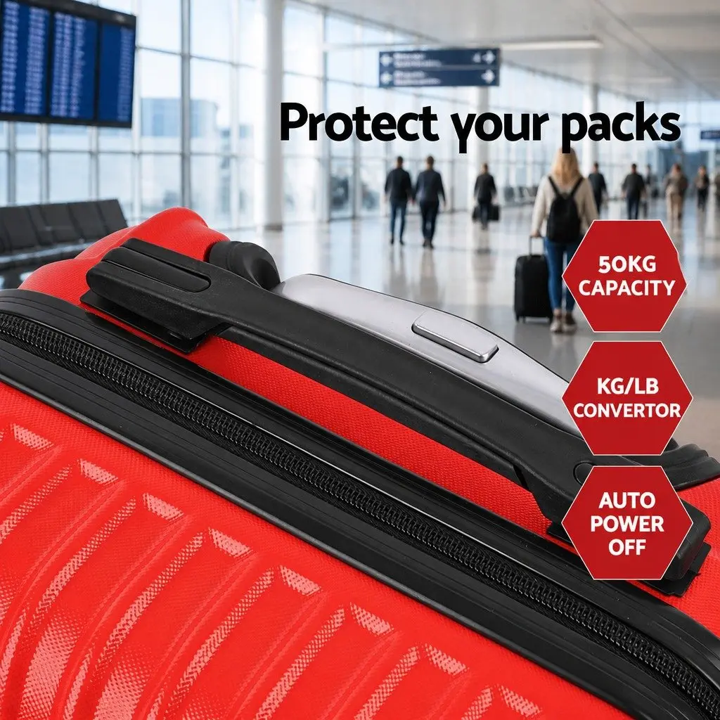 Hard Shell Luggage Set 2 Piece ABS 20 Inch 28 Inch Red
