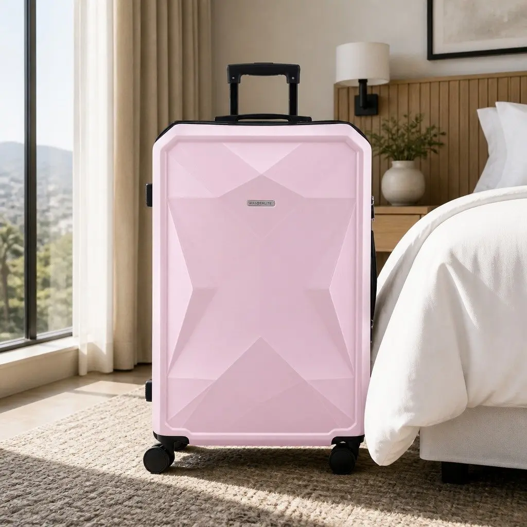 28" Hardshell Luggage Suitcase Lightweight Pink Trolley