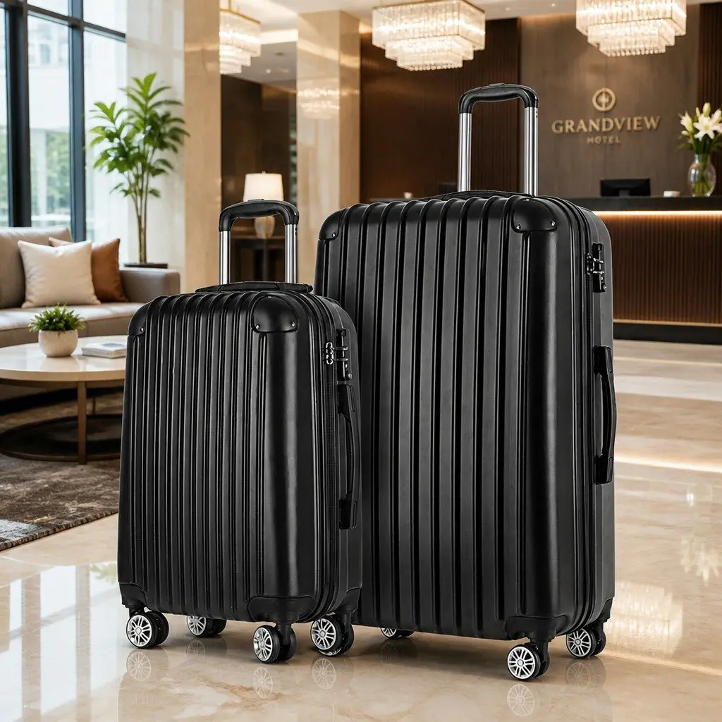 2 Piece Hard Shell Luggage Set 20in 28in Dark Grey
