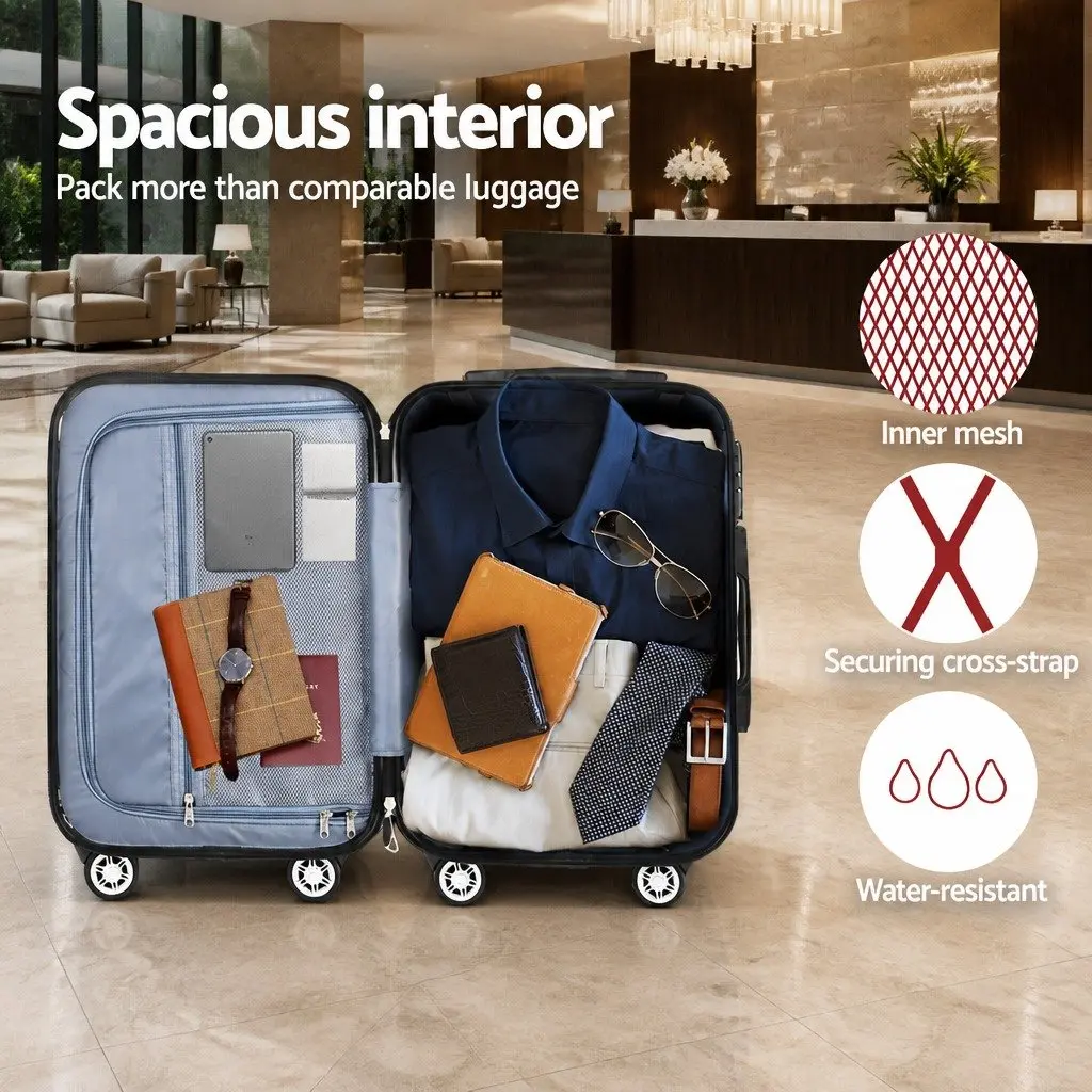 2 Piece Hard Shell Luggage Set 20in 28in Dark Grey