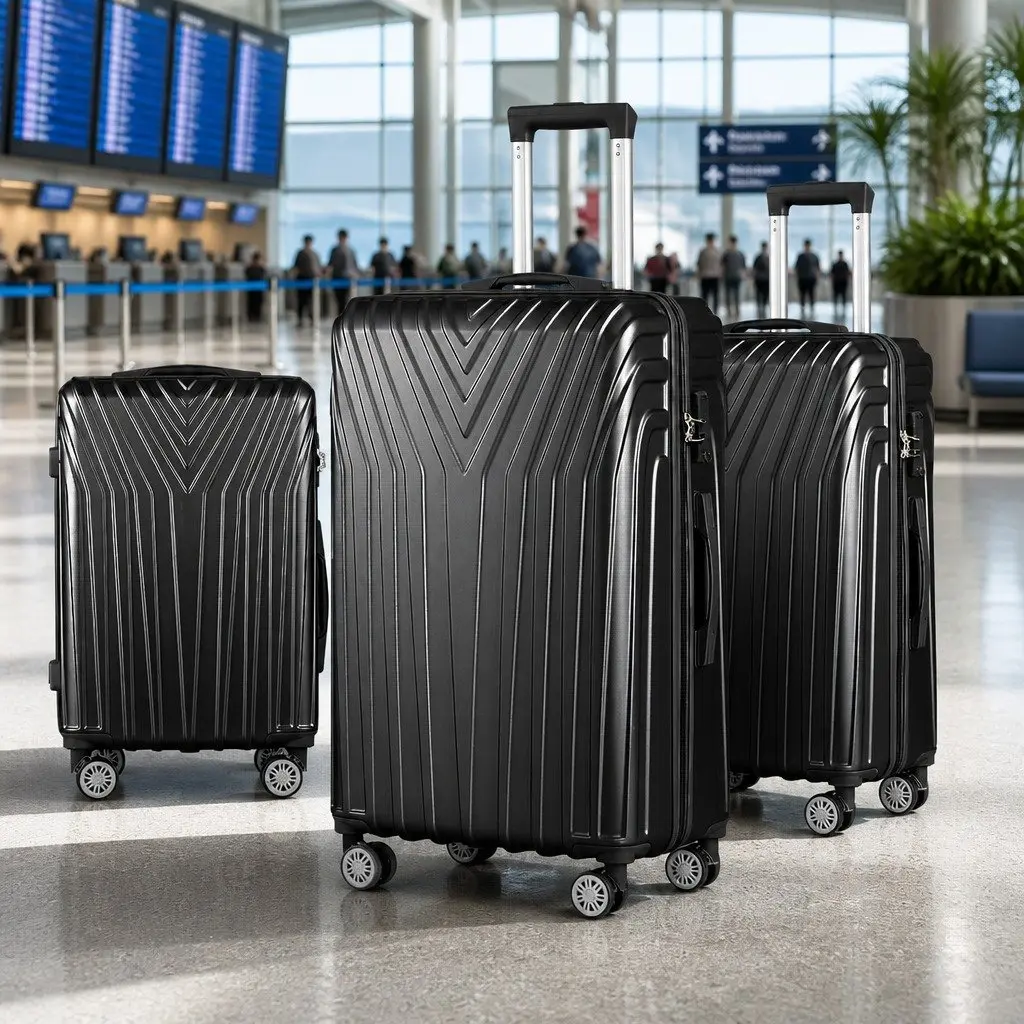 3 Piece Luggage Set 20-24-28 Inch Suitcase Hard Shell Carry On with TSA Lock