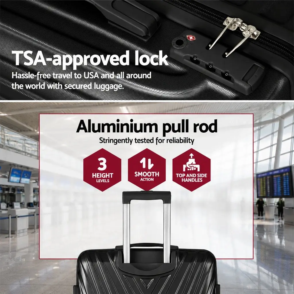 3 Piece Luggage Set 20-24-28 Inch Suitcase Hard Shell Carry On with TSA Lock