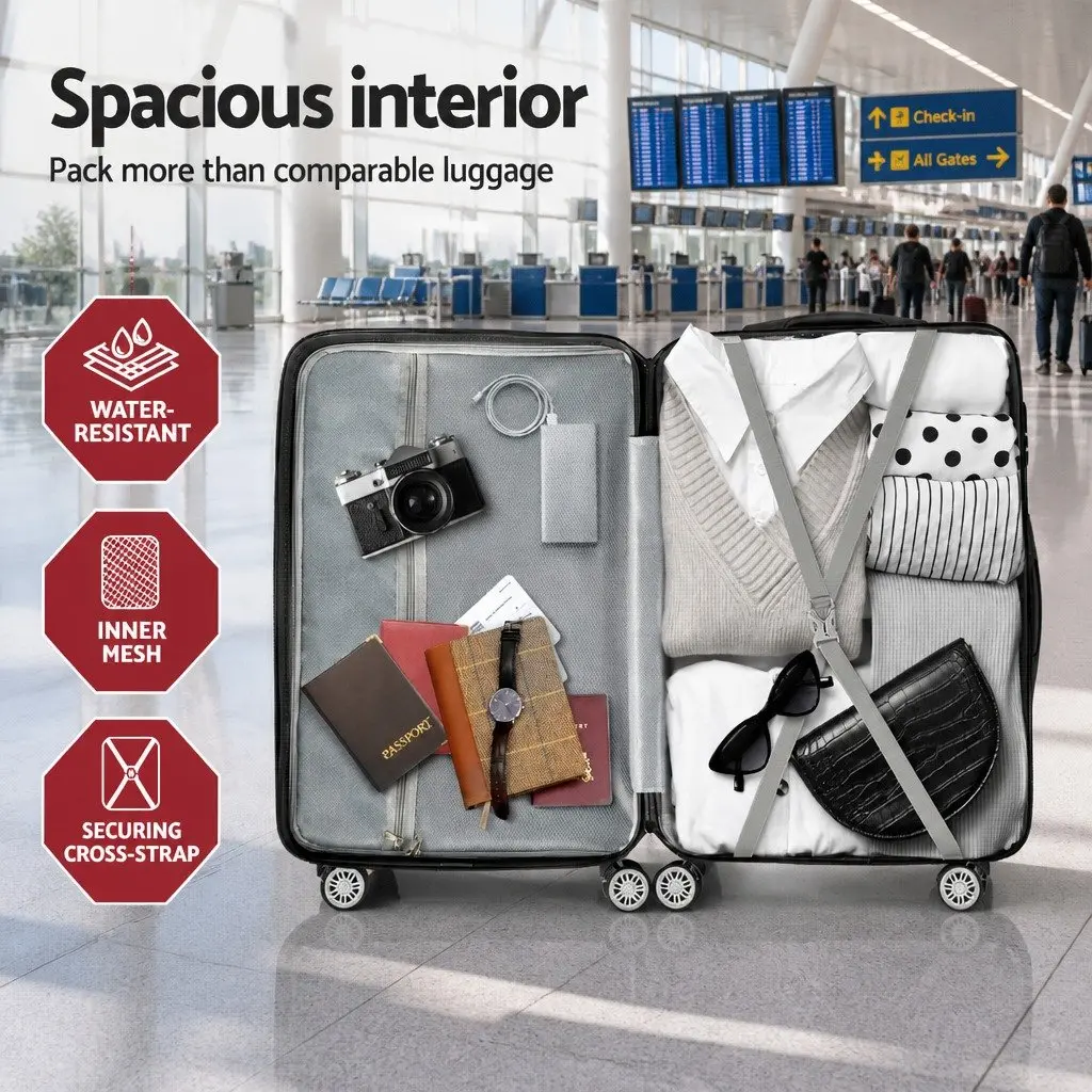 3 Piece Luggage Set 20-24-28 Inch Suitcase Hard Shell Carry On with TSA Lock