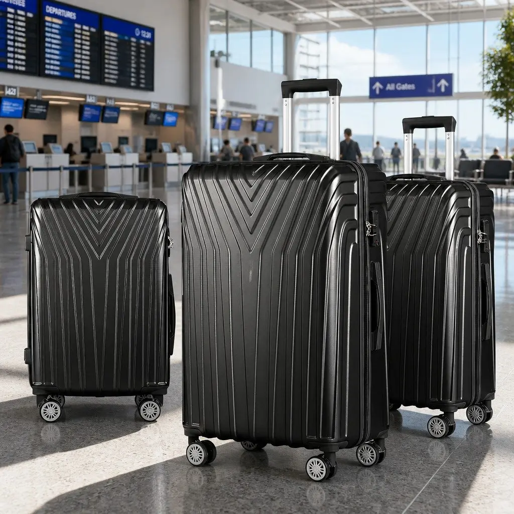 3 Piece Luggage Set 20-24-28 Inch Suitcase Hard Shell Carry On with TSA Lock