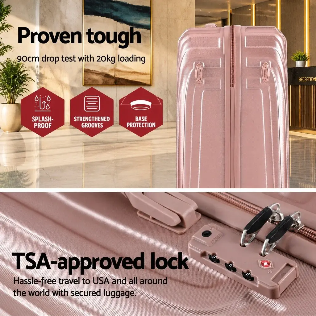 Luggage Set Hard Shell 3 Piece 20 24 28 Inch Suitcase Pink