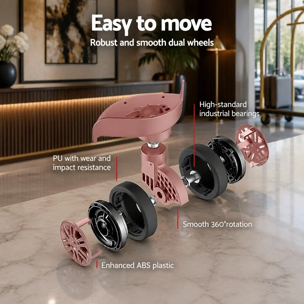 Luggage Set Hard Shell 3 Piece 20 24 28 Inch Suitcase Pink