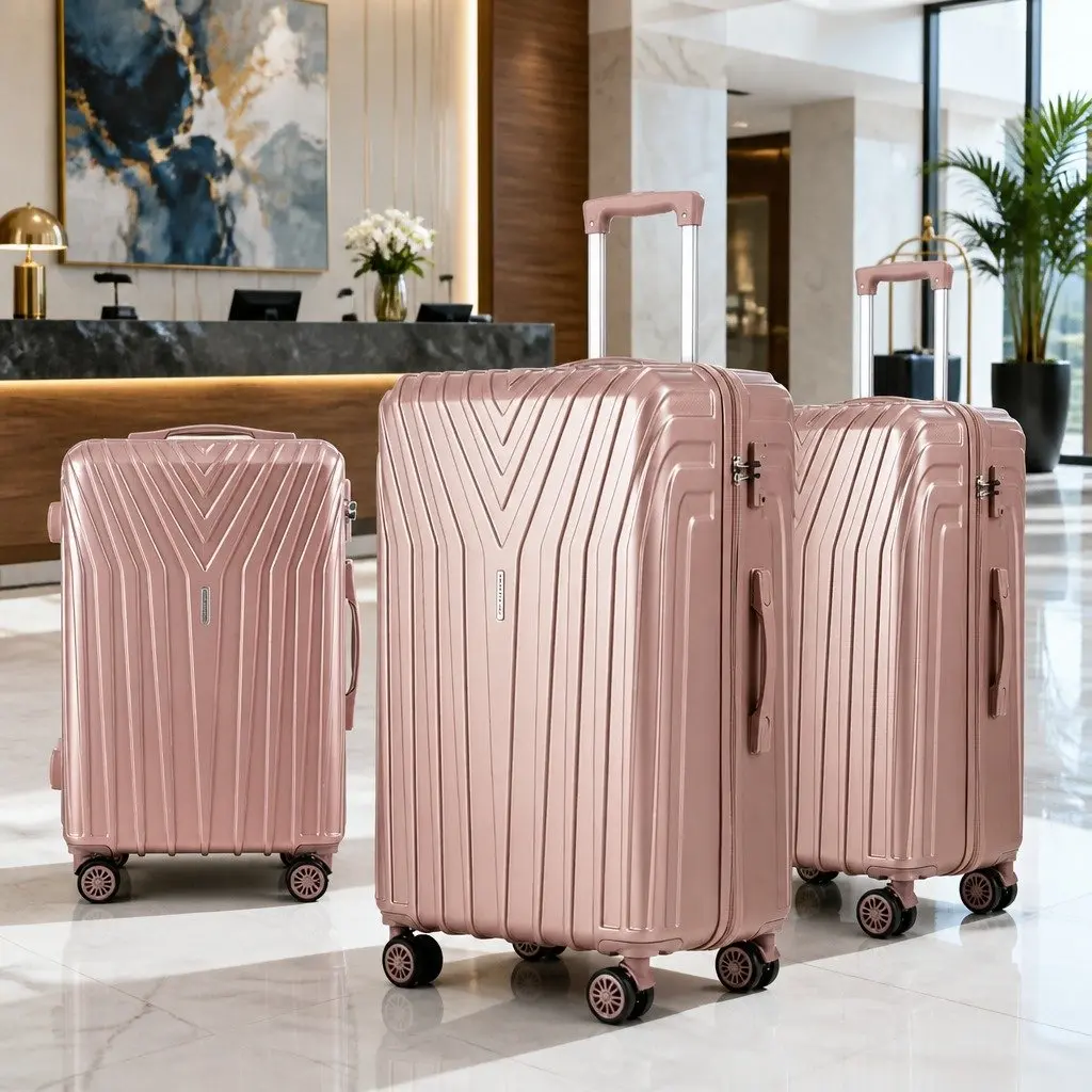 Luggage Set Hard Shell 3 Piece 20 24 28 Inch Suitcase Pink